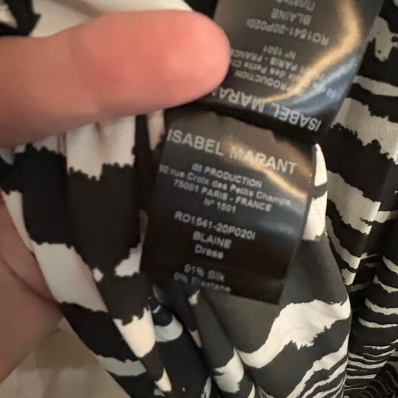 ISABEL MARANT NWT $1245 Blaine Ruched Zebra Silk Blend Midi Dress Size 4-6 - Picture 10 of 11